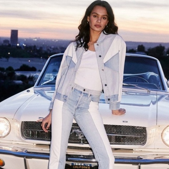 PISTOLA Colorblock Boxy Willow 80s Inspired Denim Jacket in Transitions